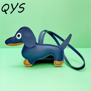 Porte-clés QYS en cuir PU, chien teckel, pendentif de sac en forme de chien saucisse de dessin animé pour sacs à main - Product Image 6
