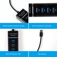 Adaptor Multiport LED 4 Port USB 3.0 Hub, adaptor untuk Keyboard Mouse Printer Flash drive portabel USB 2.0 Splitter