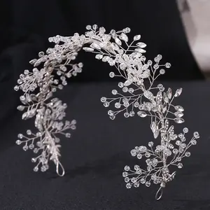 SLBRIDAL fait à la main strass cristaux Floral mariée diadème bandeau mariage casque demoiselles d'honneur femmes filles cheveux accessoires