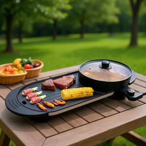 Olla Eléctrica para Barbacoa, 2200W, Sin Humo, Antiadherente, Control de Temperatura Independiente, 5 Niveles de Potencia, 2-10, Negra - Product Image 2