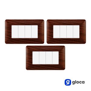 Placca Interruttore a Muro Gloca 4 Vie in Plastica Design Moderno Facile Installazione 3 Pezzi - Product Image 2