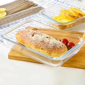 Cam dikdörtgen pişirme araçları aksesuarları tepsi plaka Pizza fırında pirinç pişirme kabı için ekmek fırını Pan Bakeware