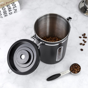 Récipient de stockage de <span class=keywords><strong>café</strong></span> sous vide avec fenêtre transparente, suivi de date, valve d'échappement unidirectionnelle et cuillère doseuse pour grains - Product Image 6