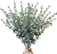 Enkele Eucalyptus Bladstengel Gesimuleerde Groene Plant Outdoor Diy Bloem Wanddecoratie Familie Verzamelen Kerst Kunstmatige