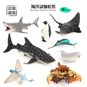 Figurines solides en PVC, Figurines d'animaux de la mer, modèle de 8 pièces, vente en gros, collection