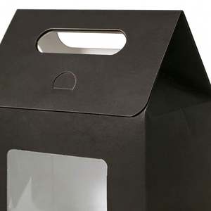 Bolsas de Papel Kraft Negras Personalizadas para Pasteles y Dulces con Diseño Personalizado, Ventana y Asas Troqueladas - Product Image 5