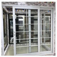 NUOXIN double portes coulissantes en verre upvc avec grille porte coulissante en verre plastique blanc portes coulissantes en vinyle upvc pvc pour maisons