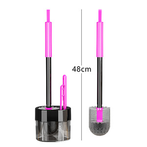 Kaiyoujie Toilet Brush Set Black And <b>Pink</b> Round Durable Ergonomic Wall Mounted No <b>Drill</b> Long Handle For Bathroom Cleaning - Product Image 5