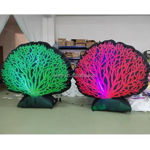 海洋充气海藻发光二极管灯充气红色绿色珊瑚礁充气珊瑚模型气球