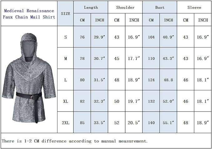 Générique Renaissance Faux Chaîne De Maille Tunique Chemise D