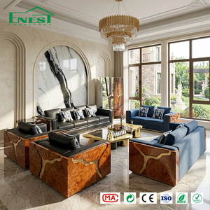 Set di Divani in Legno di Palissandro di Lusso Italiano, Ispirato al Kintsugi, Arredamento per Soggiorno con Intarsi Dorati Lucidi per Progetti di Ville di Lusso - Product Image 1