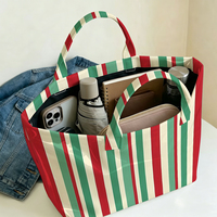Sac fourre-tout en PVC à rayures tricolores de Noël, sac transparent imperméable, sac de plage, pochette fourre-tout, sacs à main avec nœud, sac de rangement