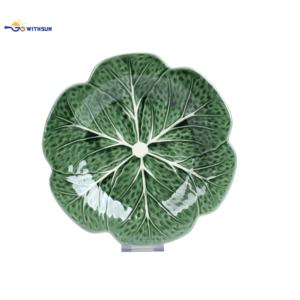 Vaisselle en céramique jetable à motif de choux verts, vente en gros directe <span class=keywords><strong>d</strong></span>'usine à <span class=keywords><strong>prix</strong></span> abordable, ensemble de 4 pièces : assiettes et bols en forme de pétales - Product Image 3