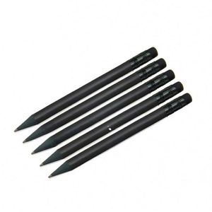 Crayons de golf ronds personnalisés avec logo imprimé, mine HB, en bois noir mat, avec gomme, en vrac, mini - Product Image 1