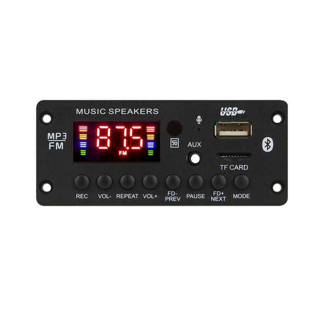 12V Power Amplifier 2*25W BT MP3 Decoder Board with Color Screen Voice Recording Hands-free Calling Motherboard Android 1GB RAM
