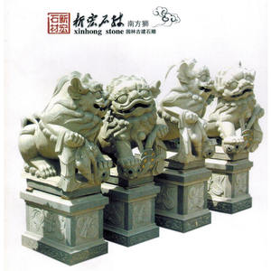 중국 전통 돌 길조 짐승 동물 조각 자연 녹색 화강암 돌 사자 조각 푸 개 동상 판매 - Product Image 2
