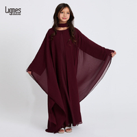 Robe maxi islamique pour enfants de Dubaï, vêtements de prière musulmans pour filles, ensemble abaya modeste en 2 pièces, jilbabs pour enfants