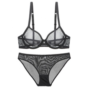 <span class=keywords><strong>Reggiseno</strong></span> e mutandine trasparenti Sexy da donna Set di Lingerie traspirante in pizzo alla moda - Product Image 3