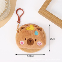 Linda mignon peluche capybara porte-monnaie poupée pendentif porte-clés Capibara perlé casque sac Mini sac de rangement