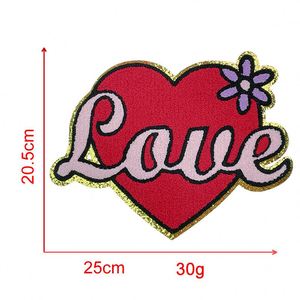 Patch thermocollant en chenille à bords pailletés colorés, grande taille, motif 'Mama love', pour la décoration de vêtements et sacs - Product Image 4