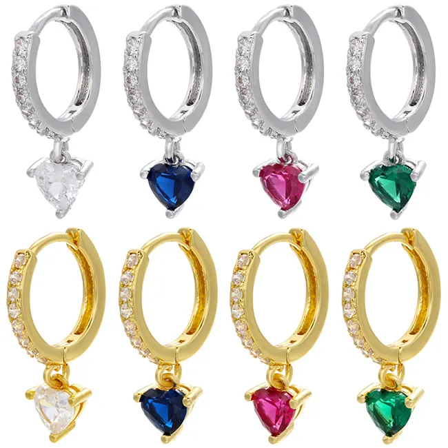 Dazgirl clips aretes pequenos para la oreja aretes de corazon de brillantes aretes finos mujeres gold platted earrings
