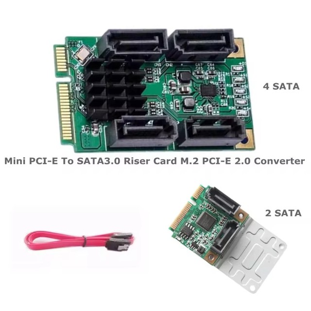 Mini PCI-E To SATA3.0 Riser Card M.2 PCI-E 2.0 Converter B+M Key Expansion Card 2/4 SATA 3.0 SSD Adapter Card