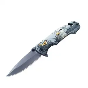 Neues Design Edelstahl Camping messer Survival Hunting Mit 3d-bedrucktem Wolf Pattern Griff