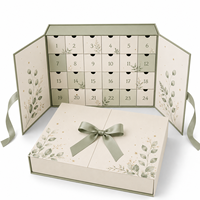 Boîte de calendrier de l'avent magnétique personnalisée de 24 jours, vide, de luxe, pour cosmétiques, bijoux, emballage cadeau avec fermeture à ruban, OEM ODM