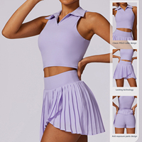 Ensemble de golf pour femmes, mini, sexy, personnalisé avec logo, en gros, haut court et jupe, 2 pièces, vêtements de tennis, séchage rapide