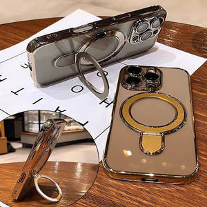 Custodia per Telefono con Supporto Magnetico Elettroplaccato alla Moda per <span class=keywords><strong>iPhone</strong></span> 11 12 13 14 15 16 17 Pro Max con Protezione <span class=keywords><strong>Trasparente</strong></span> per Obiettivo - Product Image 3
