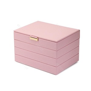 Boîte à bijoux de voyage de luxe en cuir, grande capacité, pour ranger boucles d'oreilles, bagues, colliers, bracelets, avec miroir et serrure. - Product Image 1