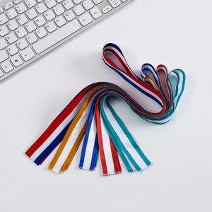 Nhà máy OEM tùy chỉnh màu sắc Polyester huy chương dây đeo in ấn dây đeo sọc Intercolor đàn hồi <span class=keywords><strong>Ribbon</strong></span> - Product Image 5