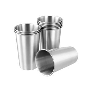 Vente en gros de verres à boire en acier inoxydable incassables empilables de 330 ml avec couvercle en PP, tasse à bière, tasse de voyage, camping, usage quotidien - Product Image 1