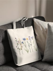 <span class=keywords><strong>Sac</strong></span> fourre-tout en toile à motif floral esthétique pour femmes, avec poche intérieure, lavable en machine, pour la shopping, la sœur, la fille, la maman - Product Image 2