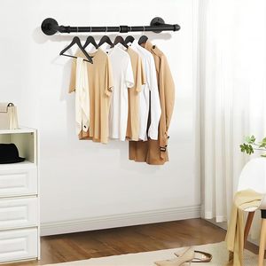 <span class=keywords><strong>Porte</strong></span>-vêtements <span class=keywords><strong>industriel</strong></span> de 38x9.8 pouces, tige de suspension murale de 97cm de haut pour la buanderie, le salon et le placard - Product Image 6