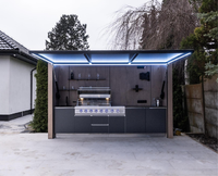Armoire de barbecue pliable personnalisée avec logo, éclairage LED, en acier inoxydable, station de cuisson extérieure multifonctionnelle pour la vente en gros