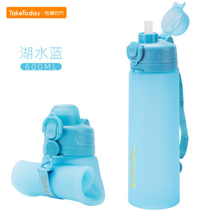 Botella de Agua Plegable de Silicona 2026, 600ML, Libre de BPA, Taza Deportiva Portátil, Tapa con Pajita Antiderrames, Apta para Microondas, Diseño Moderno - Product Image 6