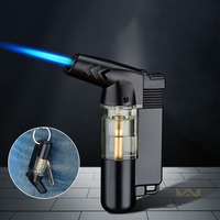 Briquet de survie extérieur à flamme unique, coupe-vent, rechargeable, avec réservoir de gaz visible, pour l'aventure