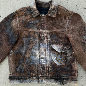 Giacca in Denim da <span class=keywords><strong>Uomo</strong></span> Senza Tasse Doganali USA, Giacca da Lavoro in Jeans di Alta Qualità, Giacca Casual OEM in Cotone Effetto Vissuto Stile Streetwear - Product Image 2