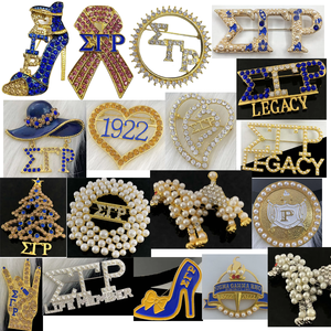 Sigma Gamma Rho Lebens mitglied Legacy Ribbon Rose Pearl Flower Pudel Handzeichen Weihnachts mütze High Heel Schuh Herz Brosche Anstecknadel - Product Image 1