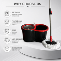 Ensemble seau 360 avec 1 recharge en microfibre, manche télescopique en acier inoxydable, capacité supérieure à 701 ml pour le nettoyage des sols