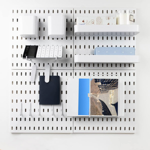 Kit de panneaux de rangement mural perforés multifonctionnels de haute qualité pour bureau, cuisine et <span class=keywords><strong>garage</strong></span>, pour outils et stockage alimentaire, Blanc+Noir - Product Image 6