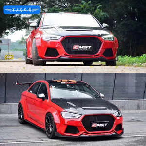 Kit carrosserie YICKU CMST Style semi-carbone pour <span class=keywords><strong>Audi</strong></span> A3/<span class=keywords><strong>S3</strong></span> 2013-2016 - Pare-chocs avant, lèvre avant, diffuseur arrière amélioré - Product Image 2