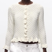 Pull en tricot de style nouveau, bord plissé, tissu coton/laine, mode Joker, marque personnalisée, automne, usage quotidien