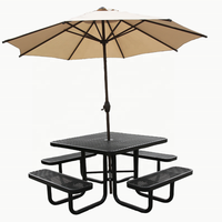 Table de pique-nique carrée commerciale extérieure en métal déployé mobilier de jardin table à manger en acier table de café extérieure pour aire de jeux et patio