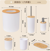 Ensemble d'accessoires de salle de bain 6 pièces en plastique ondulé horizontal durable avec kit de vanité, porte-brosse à dents et gobelet pour rangement de salle de bain