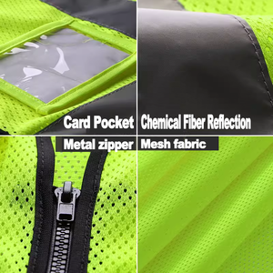 도매 남여 공용 높은 가시성 엔지니어 오렌지 그린 블랙 LED 조명 사용자 정의 로고 반사 재킷 안전 조끼 - Product Image 2