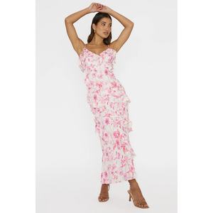 Nouvelles Arrivées Robe Longue Florale Décontractée pour les Vacances, Modèle Épaules Dénudées, Bustier, Dos Nu, Sexy, Effet Cache-cœur - Product Image 3