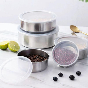 High Quality Unpolished Stainless Steel <b>Lunch</b> <b>Boxes</b> 5pcs Fresh Food Storage Jars PP Lid Factory Wholesale - Product Image 5