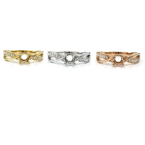 Hong Kong livraison directe personnalisé 14k solide or blanc réel VVS diamant bijoux fins Solitiare Semi Mount bagues de fiançailles pour les femmes - Product Image 4